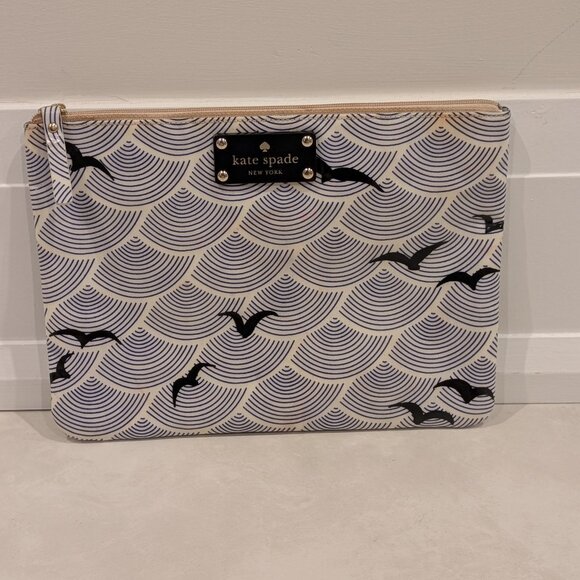 Kate Spade - Blue & White Bird Clutch Cosmetic Bag - Picture 1 of 11